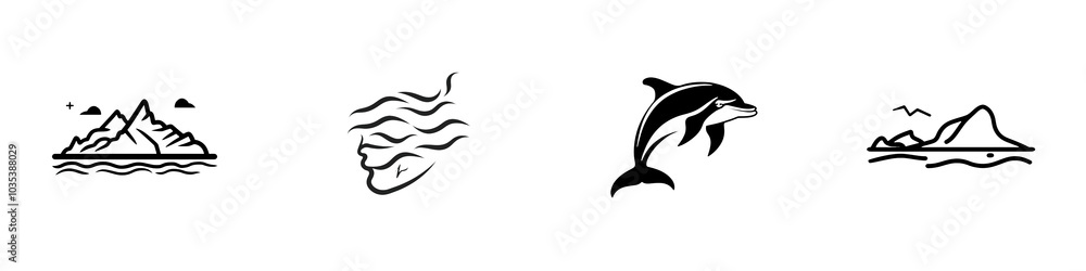 Naklejka premium Stylized logo design featuring a spiral pattern with an artistic flair, isolated on a white background.