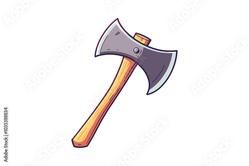 Hand-drawn axe cartoon vector icon concept Isolated Flat Vector Illustration clipart on a white background