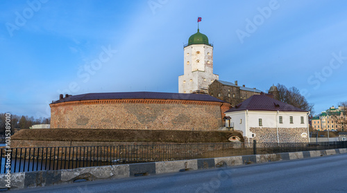 Vyborg Castle exterior on a winter day. Landscape photo