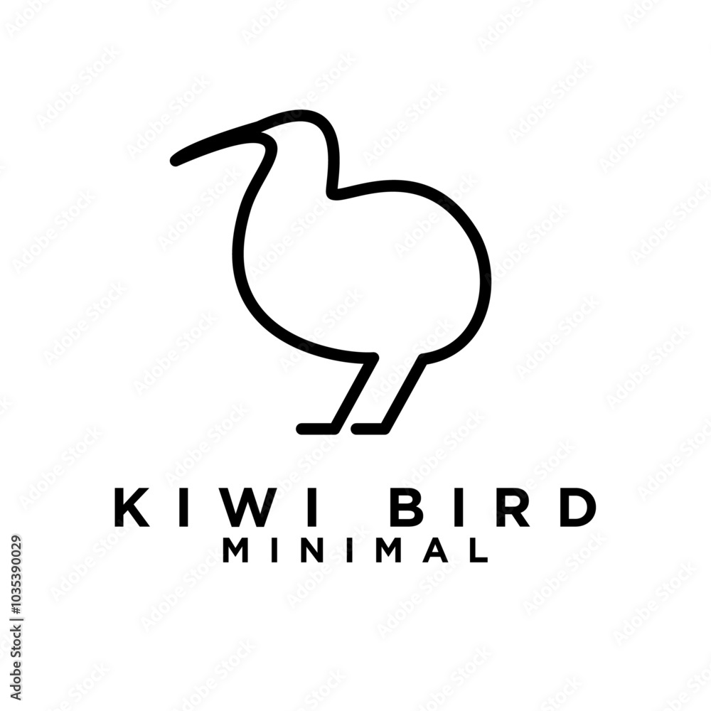 Kiwi bird logo icon design minimal simple black white Kiwi bird logo icon design minimal simple black white