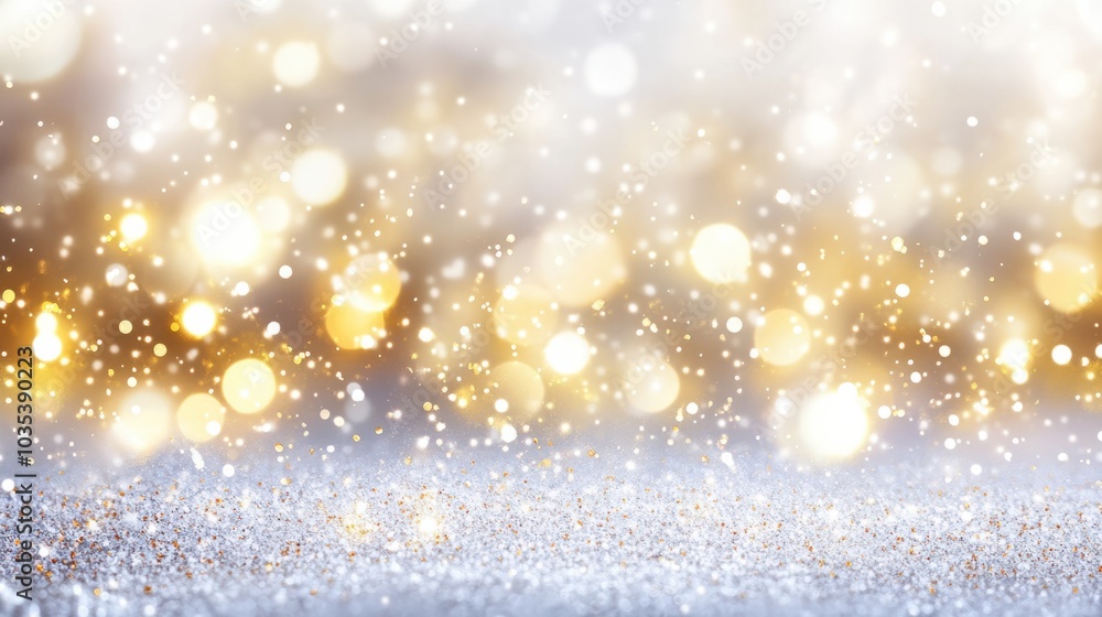 Warm golden Christmas lights forming a sparkling bokeh effect on a white background Warm golden Christmas lights forming a sparkling bokeh effect on a white background