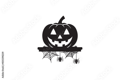 Halloween pumpkin silhouette logo vector art design black and white , Halloween pumpkin vector photo