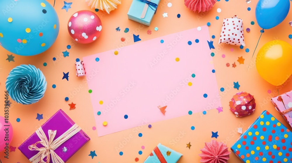 A fun birthday invitation with playful designs and bright colors, inviting guests to the celebration A fun birthday invitation with playful designs and bright colors, inviting guests to the celebration