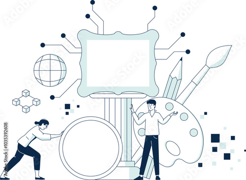 Digital art icon. Nft concept. Blockchain technology