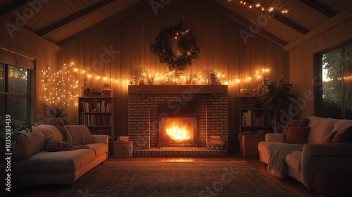 Wallpaper Mural A warm living room with fireplace showcases gathered for Thanksgiving Torontodigital.ca