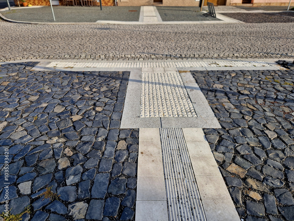 road signs drawn on the road side. zebra where he must not stop and ...