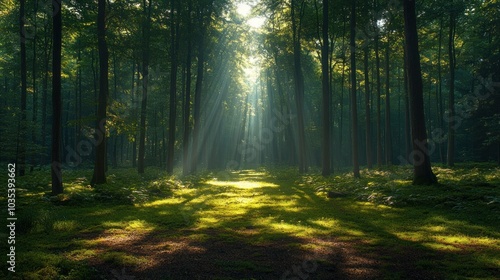 Sunlight Through Forest Trees