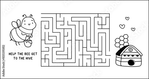 Cute  honey bee maze game for kids.