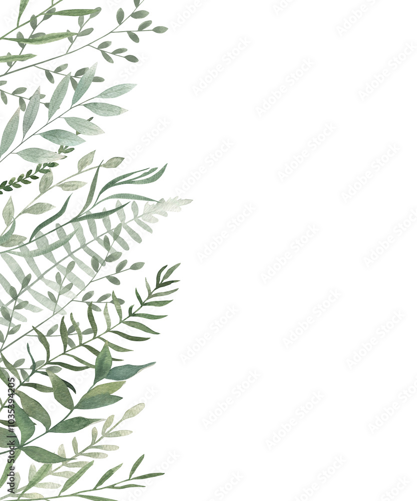 Fototapeta premium Watercolor floral card. Hand drawn botanical illustration. Art background