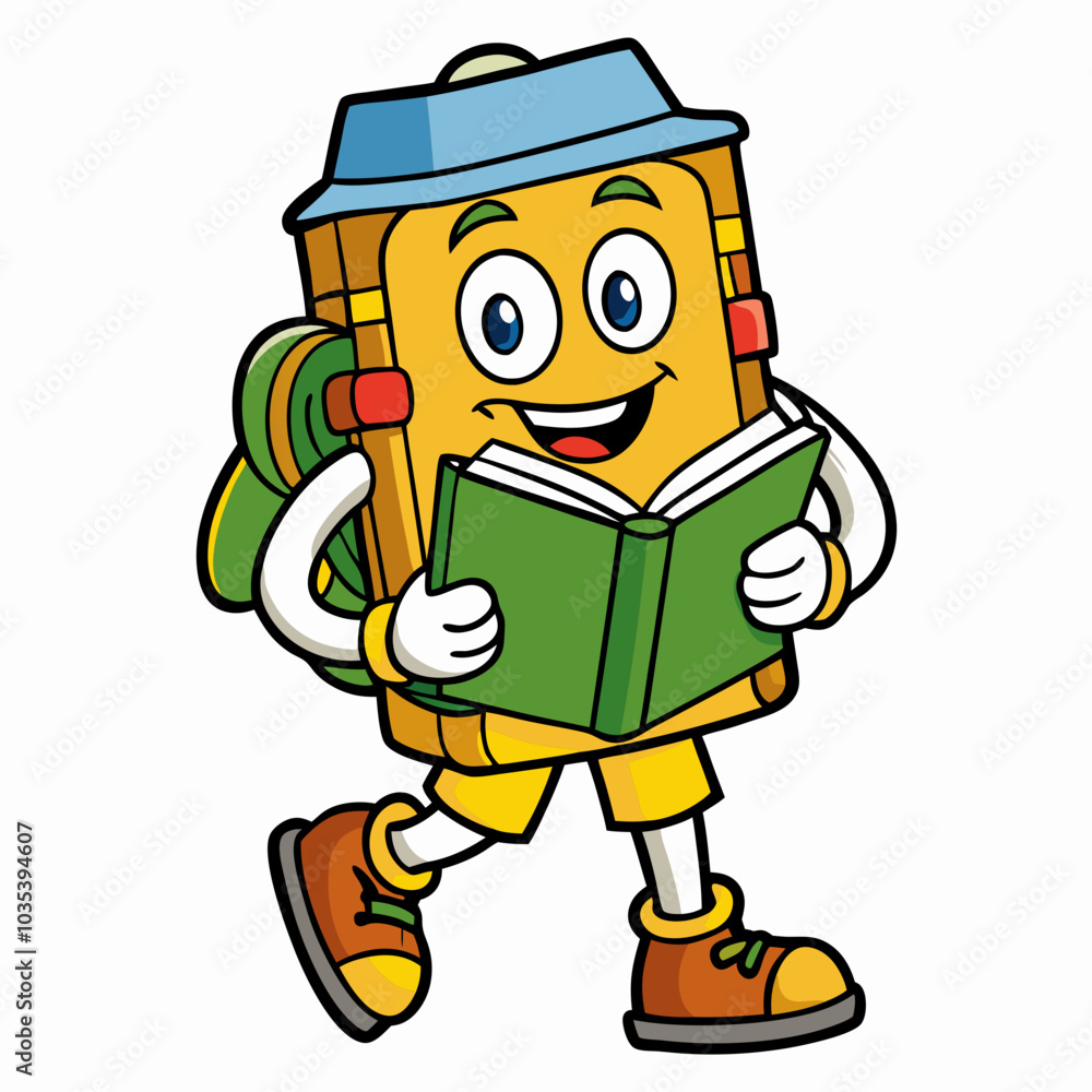 Cute coloring book with Hiking illustration Cute coloring book with Hiking illustration