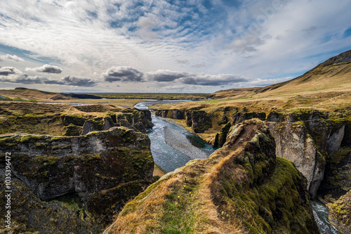 nature sceneries inside the Fjadrargljufur Canyon, Vik i Myrdal, Iceland photo