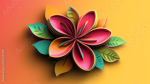 Cutter Flower logo 3d vector papercut photo