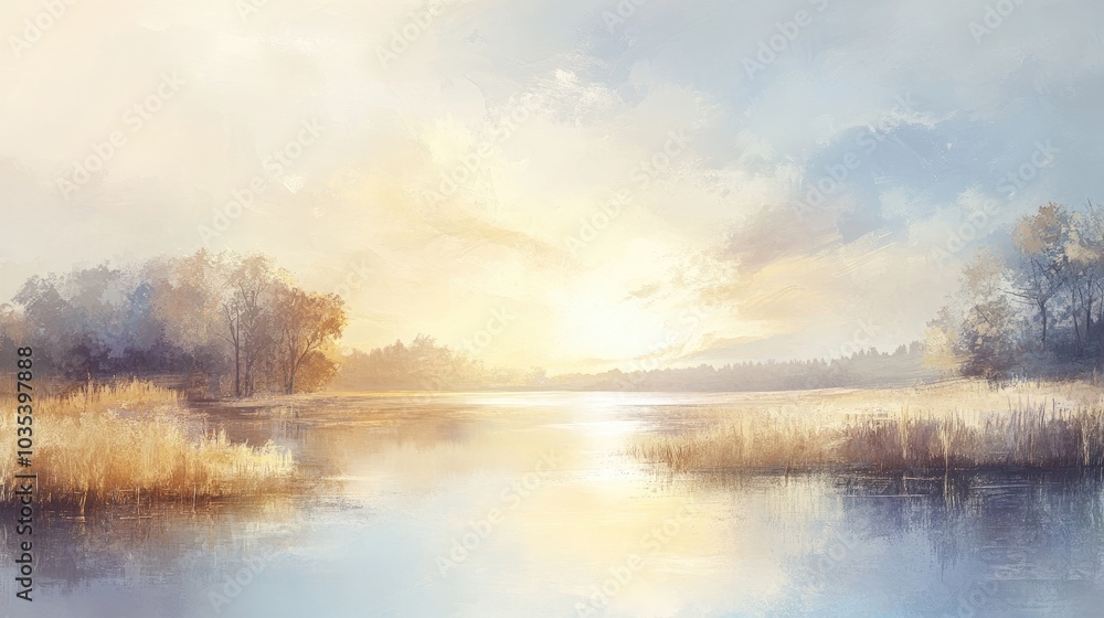 A serene landscape canvas print with soft pastel tones, ideal for creating a calming atmosphere in a contemporary living room A serene landscape canvas print with soft pastel tones, ideal for creating a calming atmosphere in a contemporary living room