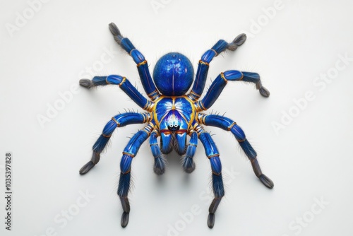 Vibrant Philippine Blue Tarantula in Iridescent Climbing Pose photo