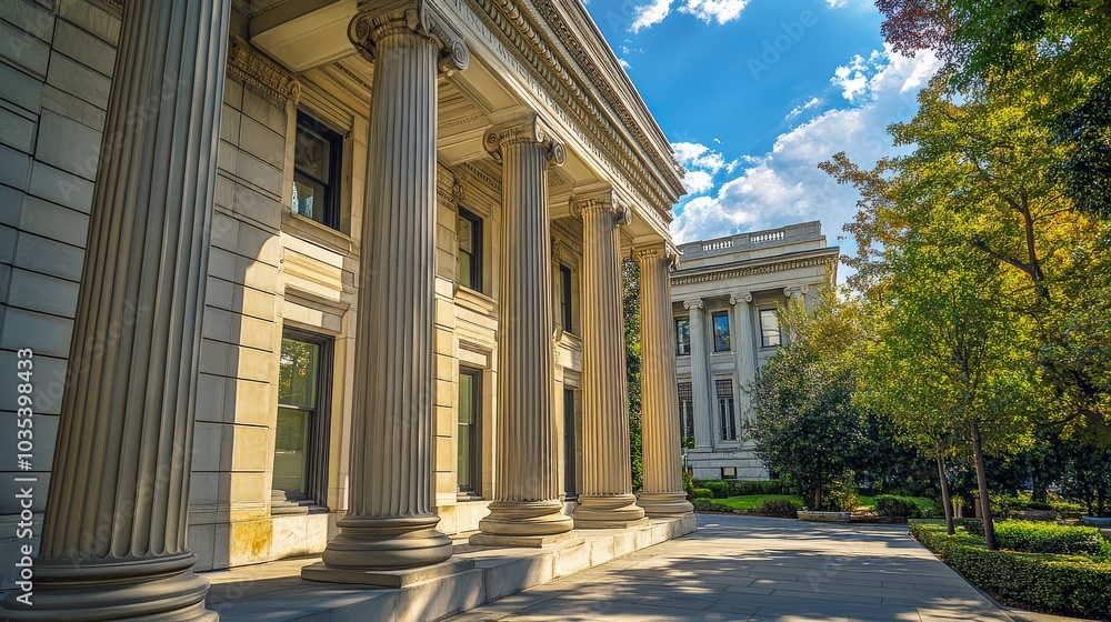 Fototapeta premium Treasury Department in Washington DC: Iconic Architecture and Federal Economic Hub