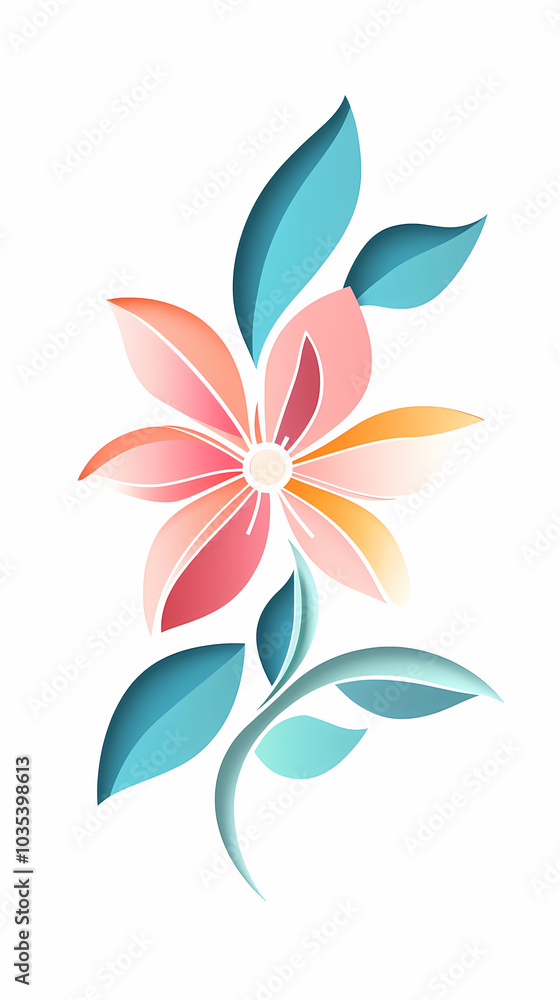 Cutter Flower logo 3d vector papercut Cutter Flower logo 3d vector papercut