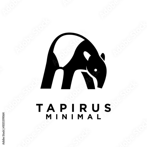 Tapirus line black logo icon design illustration