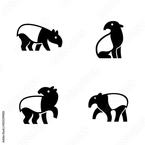 Tapirus line black logo icon design illustration