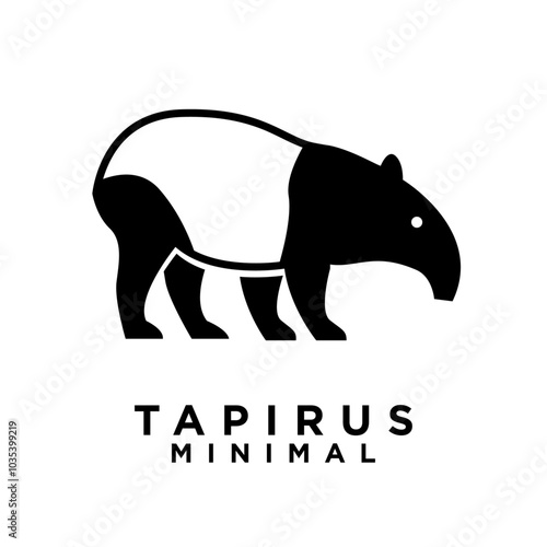 Tapirus line black logo icon design illustration