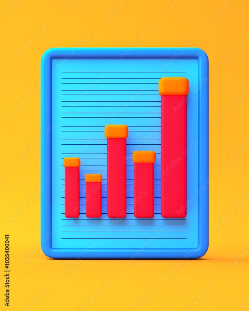 Colorful 3D bar graph on vibrant background Colorful 3D bar graph on vibrant background