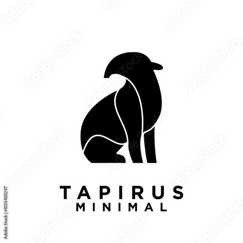 Tapirus line black logo icon design illustration