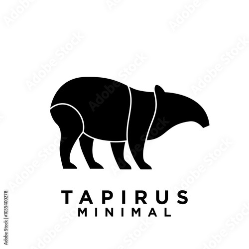 Tapirus line black logo icon design illustration