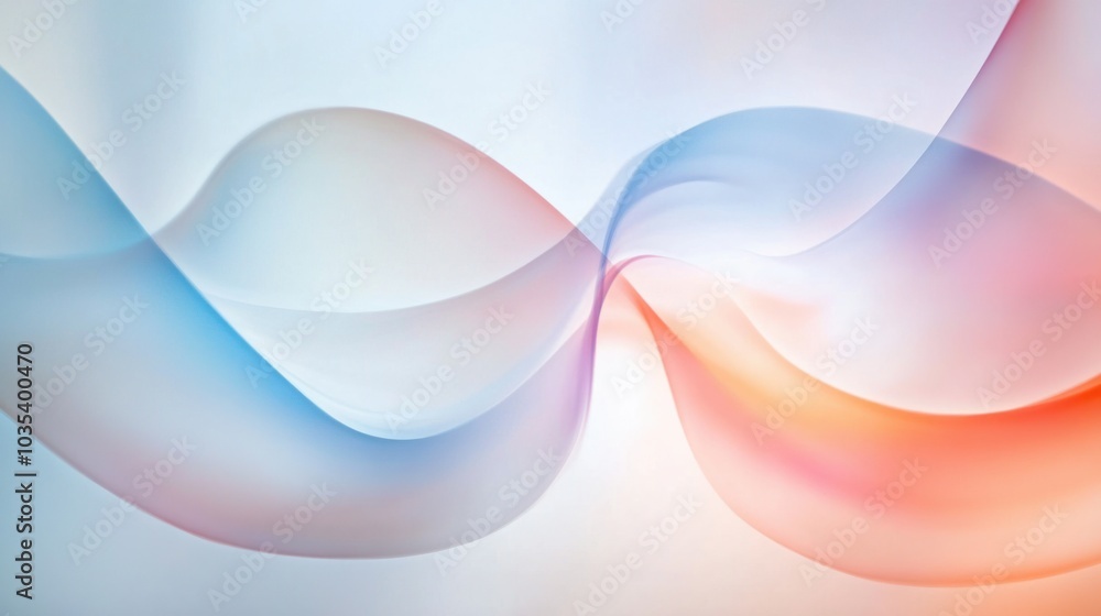 Soft, glowing pastel light trails, curving gently across the white background, creating a serene, abstract pattern Soft, glowing pastel light trails, curving gently across the white background, creating a serene, abstract pattern