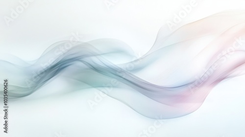 Soft, pastel light trails, arcing gently across the white background, forming a smooth, abstract pattern