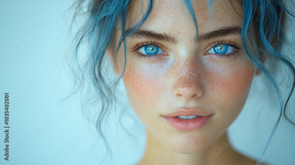 Beautiful blonde model with a blue streak in her hair Beautiful blonde model with a blue streak in her hair