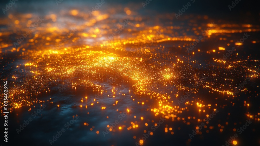 Fototapeta premium Creative Glowing Polygonal Map Representing Innovation and Technology Trends for Modern Digital Solutions