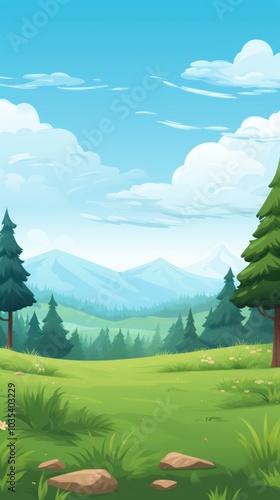 Background for Casual Mobile Game: Vertical Format for Menu Screen and Game Levels, in-Game Setting