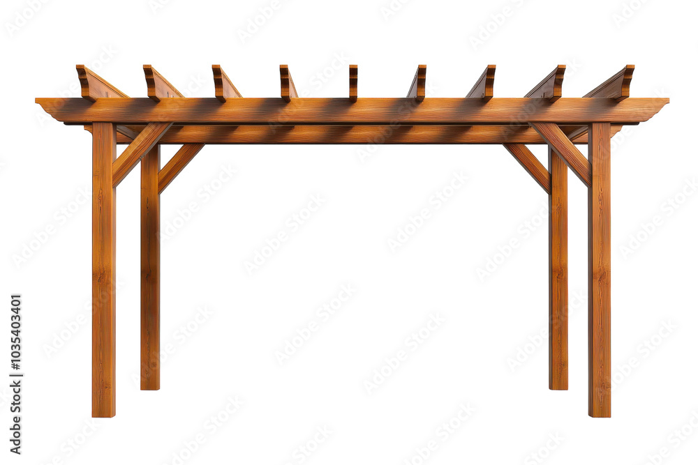 Rustic Outdoor Pergola with Vines Isolated on Transparent Background