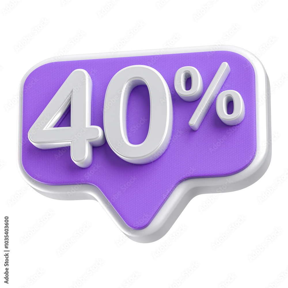 40 Percent Discount Purple Number 3D Badge 40 Percent Discount Purple Number 3D Badge