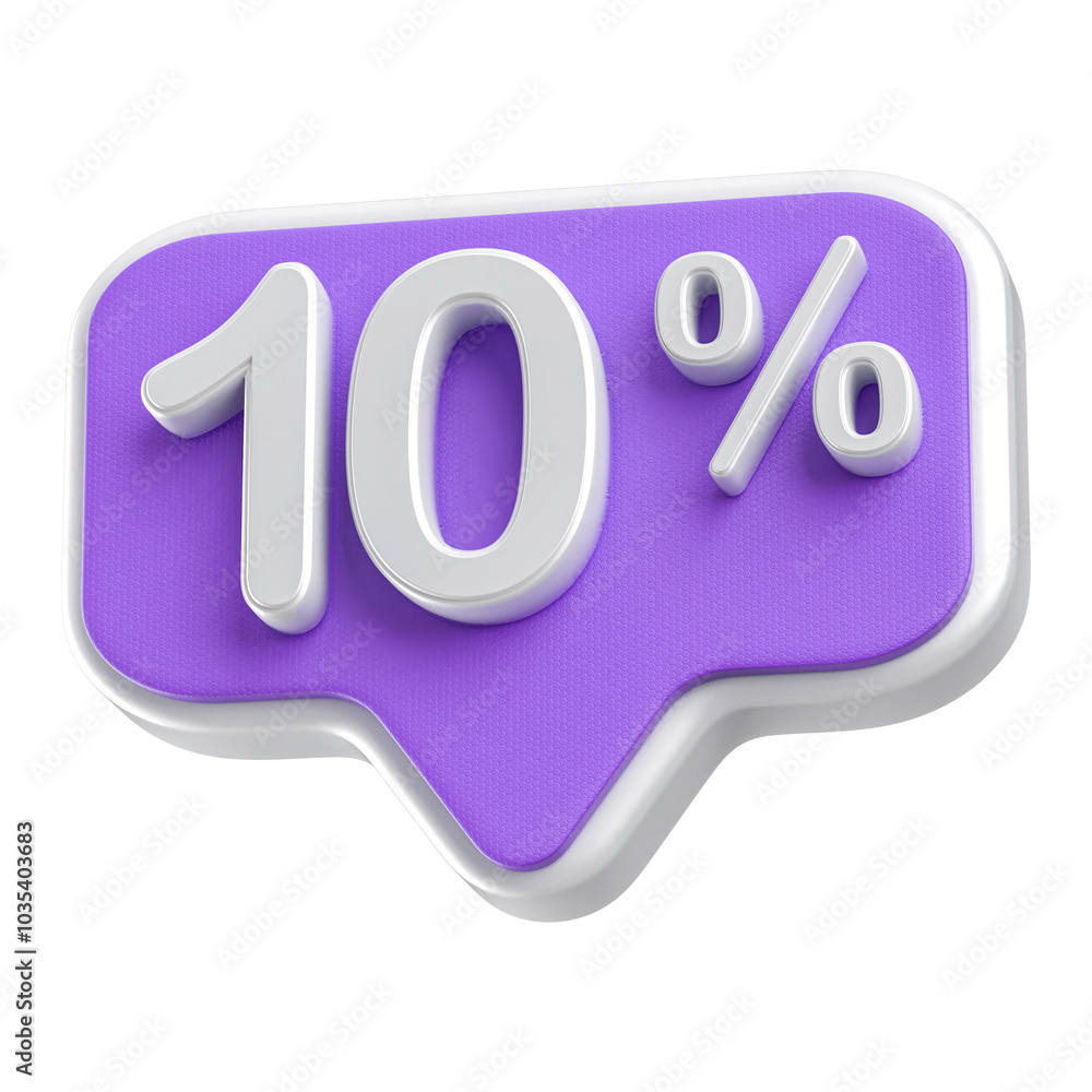 10 Percent Discount Purple Number 3D Badge 