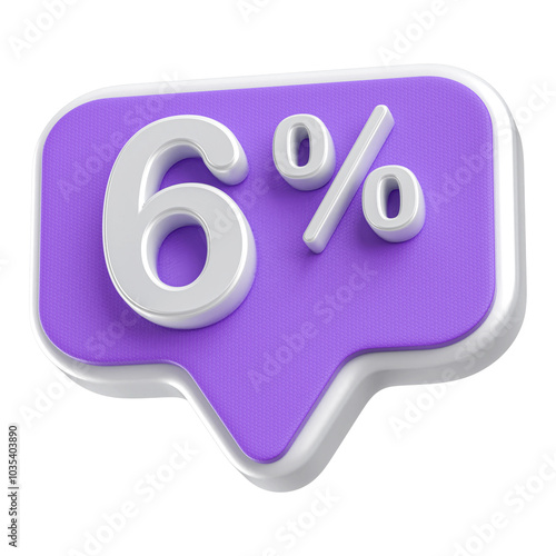 6 Percent Discount Purple Number 3D Badge 