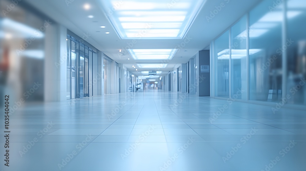 abstract defocused blurred technology space background, empty business corridor or shopping mall. Medical and hospital corridor defocused background with modern laboratory . abstract defocused blurred technology space background, empty business corridor or shopping mall. Medical and hospital corridor defocused background with modern laboratory .