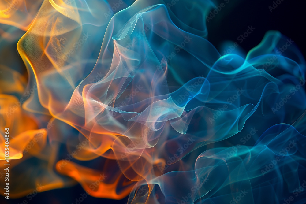 Fototapeta premium abstract background Translucent, fluid shapes glowing in a dark background.