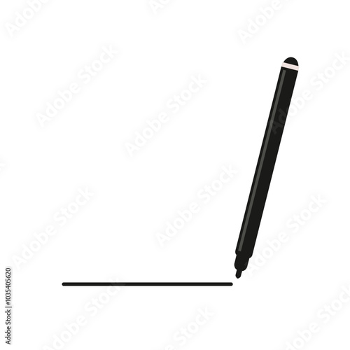 A felt pen or marker draws a straight line. Signature to be placed here. Vector illustration