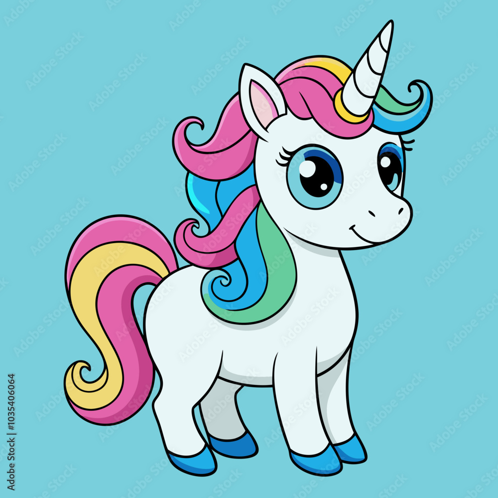 Fototapeta premium Cute coloring with unicorn illustration