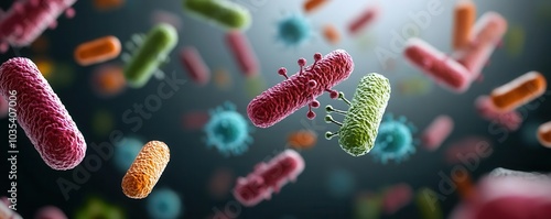 Colorful bacteria, science background