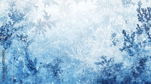 Stunning frosty designs adorn a window, created by icy crystals. A wintery backdrop of intricate beauty.