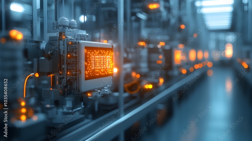 Closeup of Futuristic Electronic Control Panel with Illuminated Digital Displays and Interfaces Closeup of Futuristic Electronic Control Panel with Illuminated Digital Displays and Interfaces