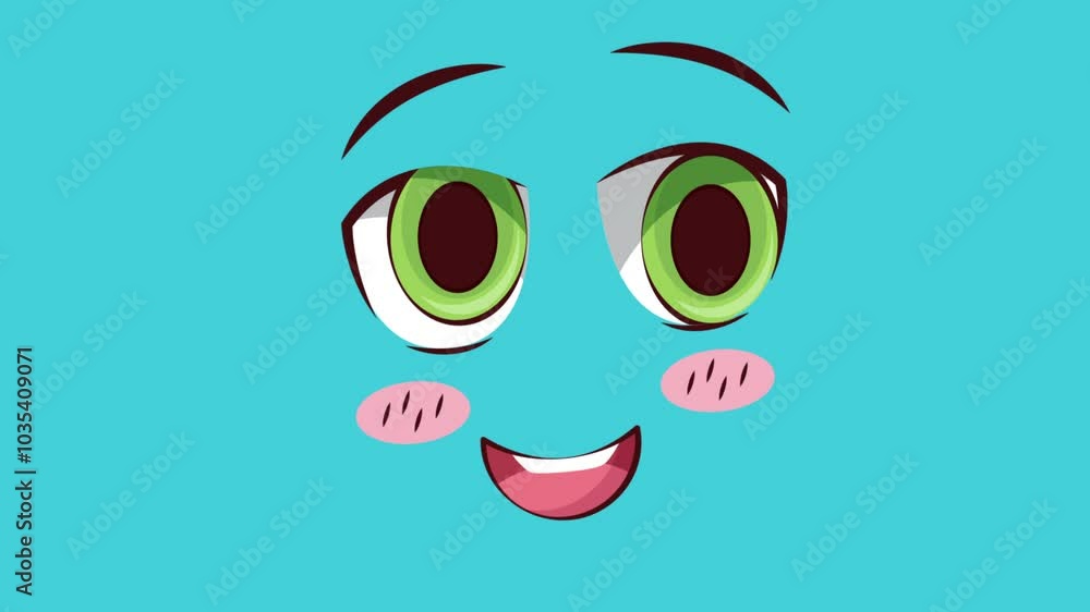 Happy Eyes Looking Left And Right On Blue Background 2D Cartoon Animation Happy Eyes Looking Left And Right On Blue Background 2D Cartoon Animation