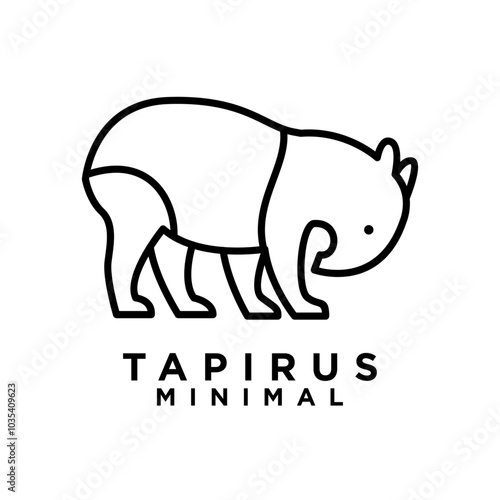 Tapirus line black logo icon design illustration