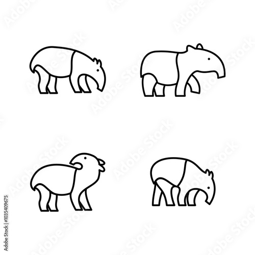 Tapirus line black logo icon design illustration