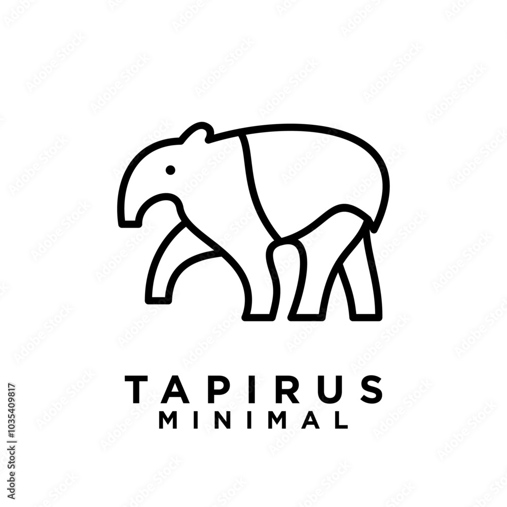 Tapirus line black logo icon design illustration Tapirus line black logo icon design illustration