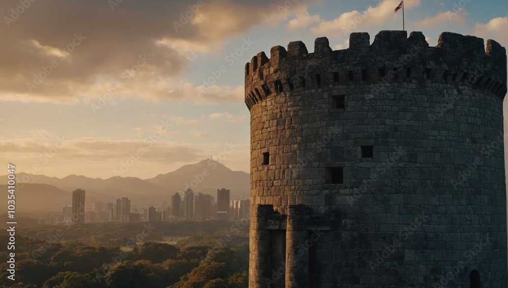 A captivating archer tower bathed in moonlight enchants all who come to admire its beauty A captivating archer tower bathed in moonlight enchants all who come to admire its beauty