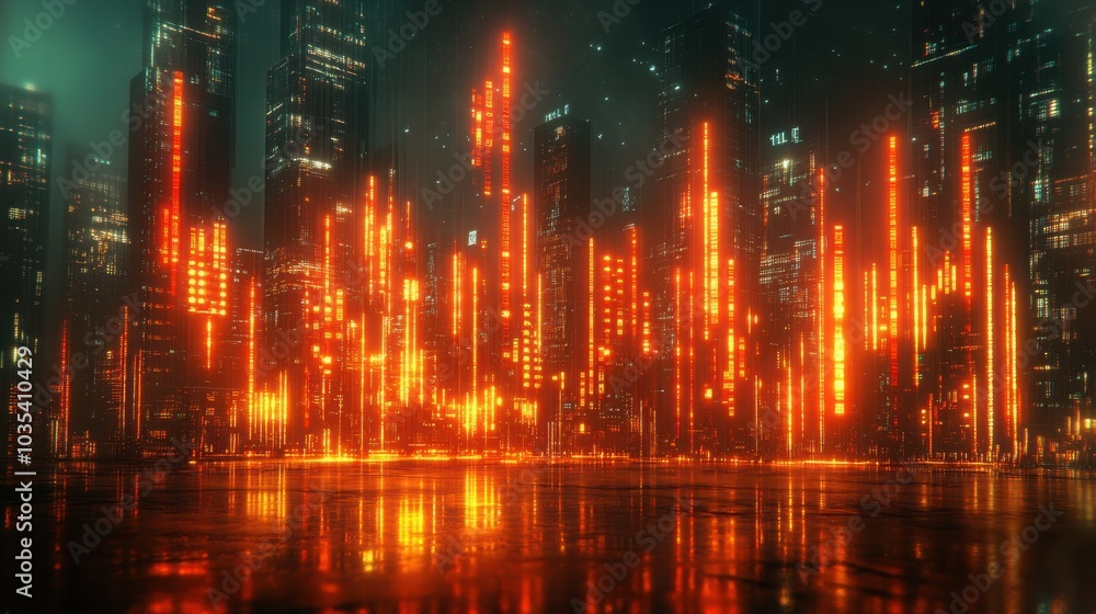 Obraz premium Insightful Financial Trading Chart Featuring Candlestick and Bar Graphs for Detailed Market Analysis and Decision Making