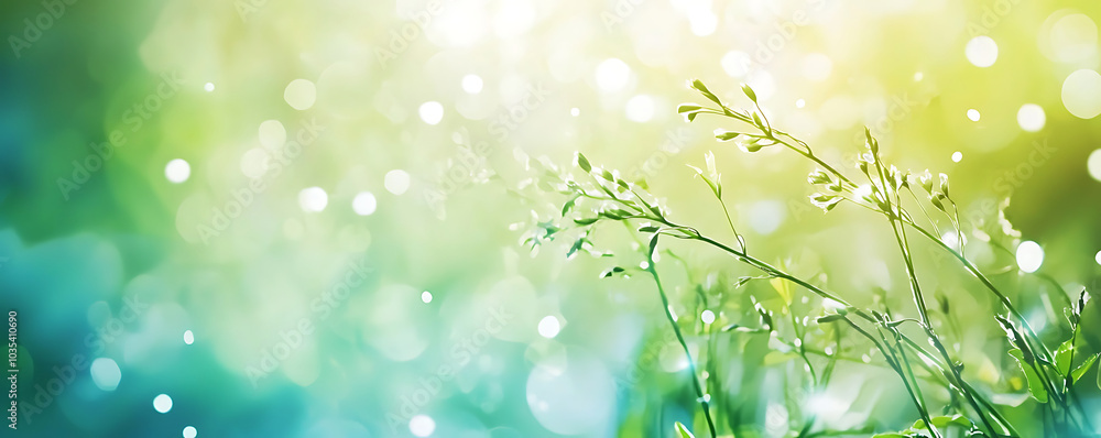 Fototapeta premium A calming and soft green gradient background, providing ample copy space. 