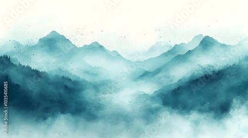 Misty Mountain Landscape in Ethereal Fog